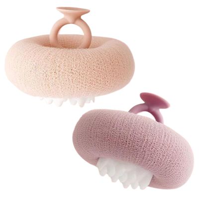 2 Pieces Super Soft Sunflower Suction Cup Bath Ball, 2 in 1 Body Scrubber, Suction Cup Bath Cleaning Brush Mesh Scrubber for Home Hotel Spa Gym Beach