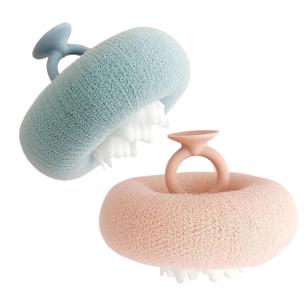 2pcs Suction Cup Shower Ball, Bath Sponge Sunflower Design - 2 in 1 Body Scrubber, Suction Cup Cleaning Brush Mesh Scrubber for Home Hotel Spa Gym Post-Workout Bath Time