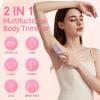 Bikini Trimmer for Women - 2 in 1 Dual Head Electric Razor, Painless Pubic & Body Hair Remover for Face, Legs, Underarms, IPX6 Waterproof, Cordless Rechargeable for Travel, Gift for Her (Purple) view 3