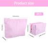 2 Pcs Makeup Bag Set, Pink Striped Cosmetic Pouch for Women Travel,Cute Toiletry Bag with Zipper,Makeup Pouch Bag Aesthetic Cosmetic Purse Pouch Skincare Brushes Storage Organizer(Rose Pink) view 2