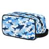 Ethebre Shark Blue Camo Kids Toiletry Bag for Boys Girls, Cosmetic Makeup Bag with Handle, Travel Shaving Kit Organizer, Waterproof Portable Wash Bag for Gym Vacation Camping Sports view 1