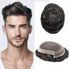 ApexToupees Mens Toupee Human Hair System French Lace Toupee For Men Hair Pieces Natural Hairline Lace With PU Hair Pieces For Men6X8-80% light density#1B10 1B# OFF BLACK+10% GREY view 1