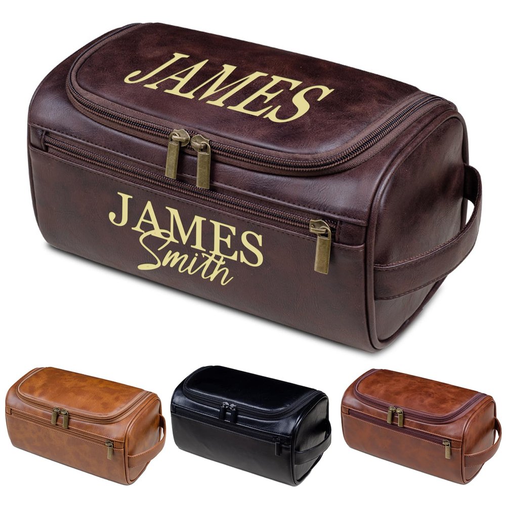 Amesuspes Men's Customizable Hanging Toiletry bag for man Dopp Kit Bag for Travel, Wedding Groomsmen Gifts, Father's DayChristmas Birthday Presents for Dad, Husband, GrandpaLover (Dark Coffee)