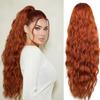 LEEONS 26 inch Drawstring ponytail Extension, Long Wavy pony tails hair extensions for Women - Synthetic Hairpiece Ponytail for Daily Use (Copper Brown) view 1