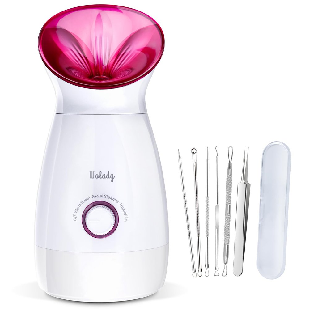 Wolady Facial Steamer Large 3-in-1, Towel Warmer & Humidifier Mode, Nano-Ionic Face Steamer with Skin Care Tools, Facial Pores Deep Cleaning, Warm Mist Home Sauna Spa for Women, Birthday Gifts