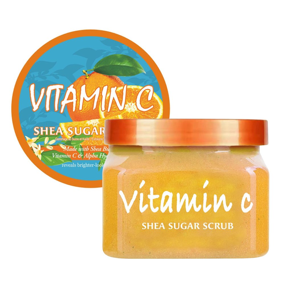 Facial Scrub Vitamin C Shea Sugar Scrub Ultra Hydrating and Exfoliating for Nourishing Essential Body Care Improves Acne Scars, Blackheads, Pore Size, and Skin Texture