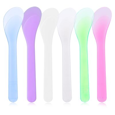 Alrhso 6Pcs Makeup Scoops Spatulas, Plastic Beauty Spoon Reusable Cosmetic Mask Mixing Spoon Cream Brush Makeup Tools for Lotions Cream and Sampling Tool (6 colors)