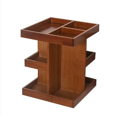 GREFAR Makeup Organizer - Wood 360 Rotating Storage Carousel for Cosmetics,Make Up,Skin Care Multi-Function Display for Vanity,Bathroom Storage,Bedroom Kitchen,Desk,Dorm