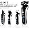 4D Electric Razor for Men, USB Rechargeable Rotary Shaver with Beard, Nose & Hair Trimmer, Wet/Dry Grooming Kit view 4