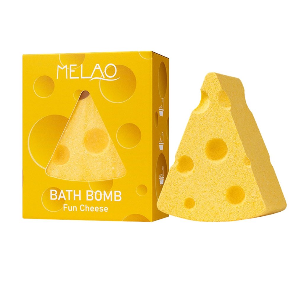 ikaufen Cheese Shaped Bath Bomb - 80g Fun Cheese Bath Salt Ball, Fizzy Bubble Spa Soak for Relaxation, Moisturizing Gift for Women (1Pcs)