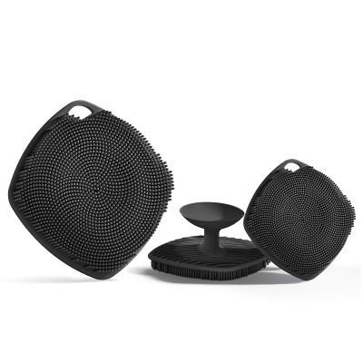 ARIOSOX 2 Pack Face Scrubbers, Silicone Body Scrubber Soft Bristles, Gentle Lather, Exfoliating & Deep Cleaning for Sensitive Skin, Giant Suction Cup Stick Securely (Body + Face Scrubber Black)