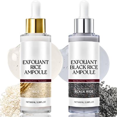 Black and White Rice Peeling - Soft Rice Exfoliating Face and Body Set, Gentle Peel, Pore Minimizing, Deep Hydration, for All Skin Types (2PCS)