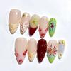 10Pcs Handmade Press on Nails Medium-length Almond Nails with French 3D Flower Seashell Design Summer Ocean False Nail Press on French Tips Nails Handmade Set Reusable Manicure Decoration (M) view 1
