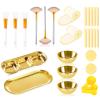 28 Gold Facial Supplies 3 Facial Mask Mixing Bowls 3 Facial Fan Brushes 3 Mask Applicator Brushes 3 Mask Measuring Spoons Skincare Tray 3-Compartment Serving Tray 12 Facial Sponges 2 Spa Headbands view 1