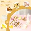 28 Gold Facial Supplies 3 Facial Mask Mixing Bowls 3 Facial Fan Brushes 3 Mask Applicator Brushes 3 Mask Measuring Spoons Skincare Tray 3-Compartment Serving Tray 12 Facial Sponges 2 Spa Headbands view 3