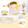 28 Gold Facial Supplies 3 Facial Mask Mixing Bowls 3 Facial Fan Brushes 3 Mask Applicator Brushes 3 Mask Measuring Spoons Skincare Tray 3-Compartment Serving Tray 12 Facial Sponges 2 Spa Headbands view 4