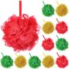 FuWeave 12 Pcs Christmas Bath Loofah Sponge Red Green Loofah Exfoliating Body Scrubber Shower Sponge 50g Mesh Shower Pouf Balls Gift Set for Women Men Bathing Accessories(Red,Green,Gold) view 1