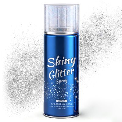 Body Glitter Spray for Kids,Glitter Spray for Hair & Body & Face, Hairspray for Clothes, Hair Glitter Waterproof Long-Lasting Shimmer Festival Rave Makeup Prom (Silver)