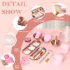 28 Rose Gold Facial Supplies 3 Facial Mask Mixing Bowls 3 Facial Fan Brushes 3 Mask Applicator Brushes 3 Mask Measuring Spoons Skincare Tray 3-Compartment Tray 12 Facial Sponges 2 Spa Headbands view 3