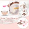 28 Rose Gold Facial Supplies 3 Facial Mask Mixing Bowls 3 Facial Fan Brushes 3 Mask Applicator Brushes 3 Mask Measuring Spoons Skincare Tray 3-Compartment Tray 12 Facial Sponges 2 Spa Headbands view 4