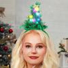 Aiosy Light Up Christmas Tree Headband Santa Hat Headbands Led Xmas Star Headpiece Glitter Foils Party Costume Accessories view 1