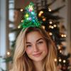 Aiosy Light Up Christmas Tree Headband Santa Hat Headbands Led Xmas Star Headpiece Glitter Foils Party Costume Accessories view 4