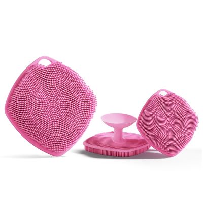 ARIOSOX 2 Pack Face Scrubbers, Silicone Body Scrubber Soft Bristles, Gentle Lather, Exfoliating & Deep Cleaning for Sensitive Skin, Giant Suction Cup Stick Securely (Body+ Face Scrubber Pink)