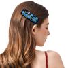 Coolideas handmade micro-hook crocheted hair barrettes yarn Handcrafted fine crocheted hair clips, creative hand made knitted side hair accessories for female (#82 blue rose) view 3