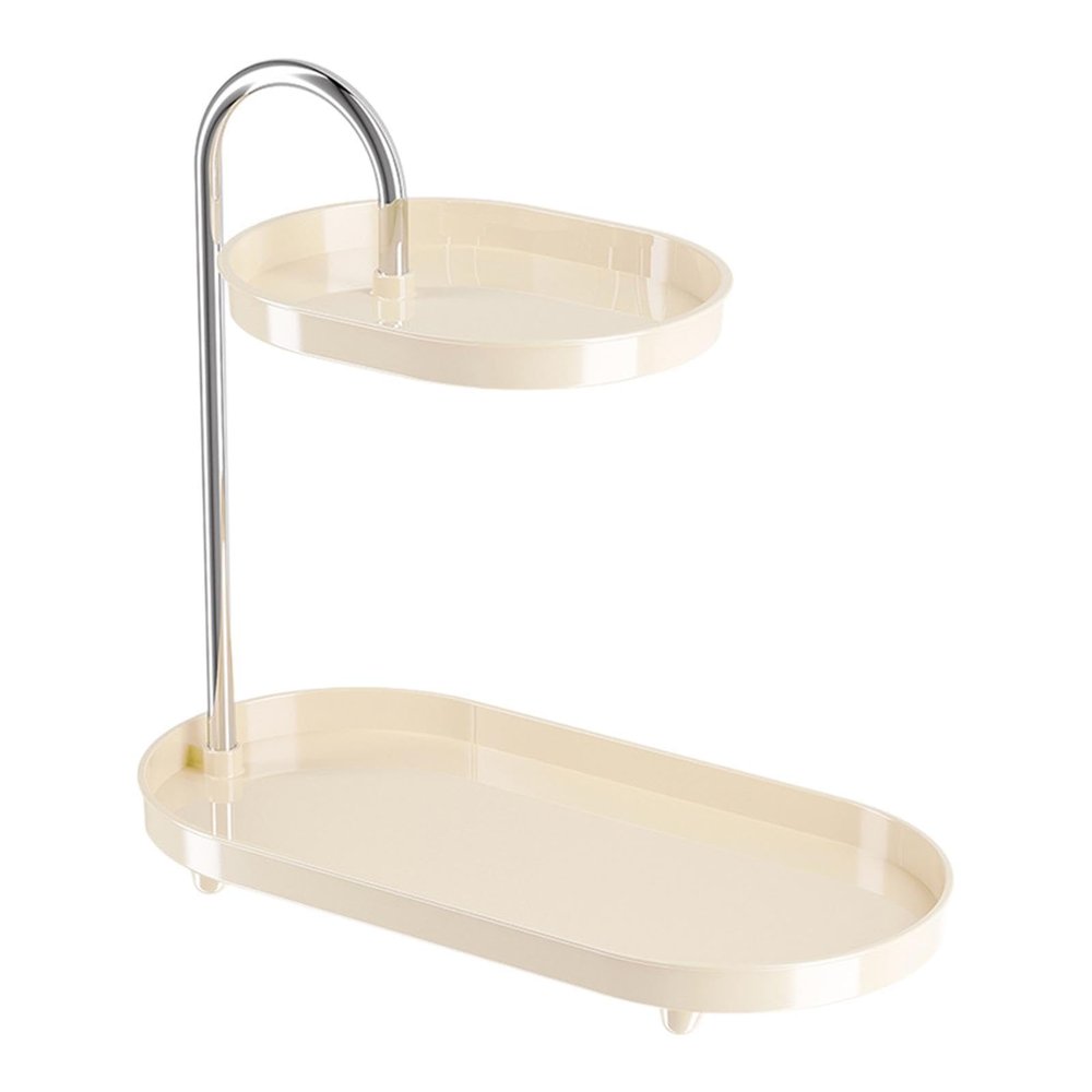 Tier Bathroom Organizer for Makeup and Accessories, 2-Tier Vanity Storage Shelf with Stainless Steel Brackets, 11.89x5.94x12.20 Inch Countertop Organizer for Cosmetics Toiletries Jewelry- White