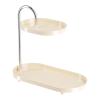 Tier Bathroom Organizer for Makeup and Accessories, 2-Tier Vanity Storage Shelf with Stainless Steel Brackets, 11.89x5.94x12.20 Inch Countertop Organizer for Cosmetics Toiletries Jewelry- White view 1