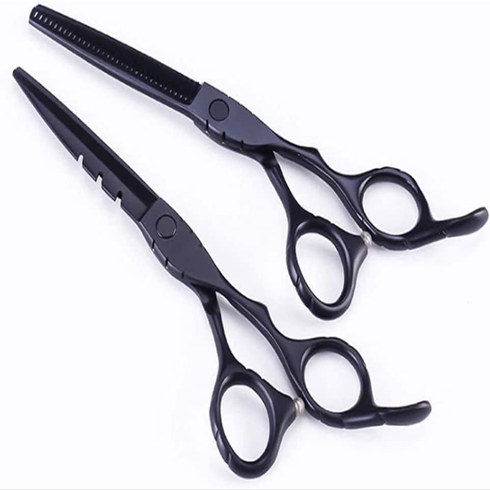 6 Inch Hair Cutting Scissors with Case - Sharp and Precise Cut, Perfect for Women and Men (Black FlatCut6Inch)