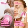 ARIOSOX Silicone Body Scrubber with Suction Cup, Gentle Texture Exfoliating Body Scrubber for Men and Women On Sensitive Skin, Build Up Lather, Deep Skin Clean (Body+ Face Scrubber Pink) view 2
