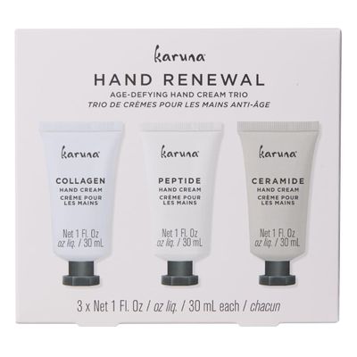 Karuna Age-Defying Hand Cream Trio, 3 Pack Hand Renewal (15ml Each)  Hydrating, Nourishing Hand Lotion Gift Set