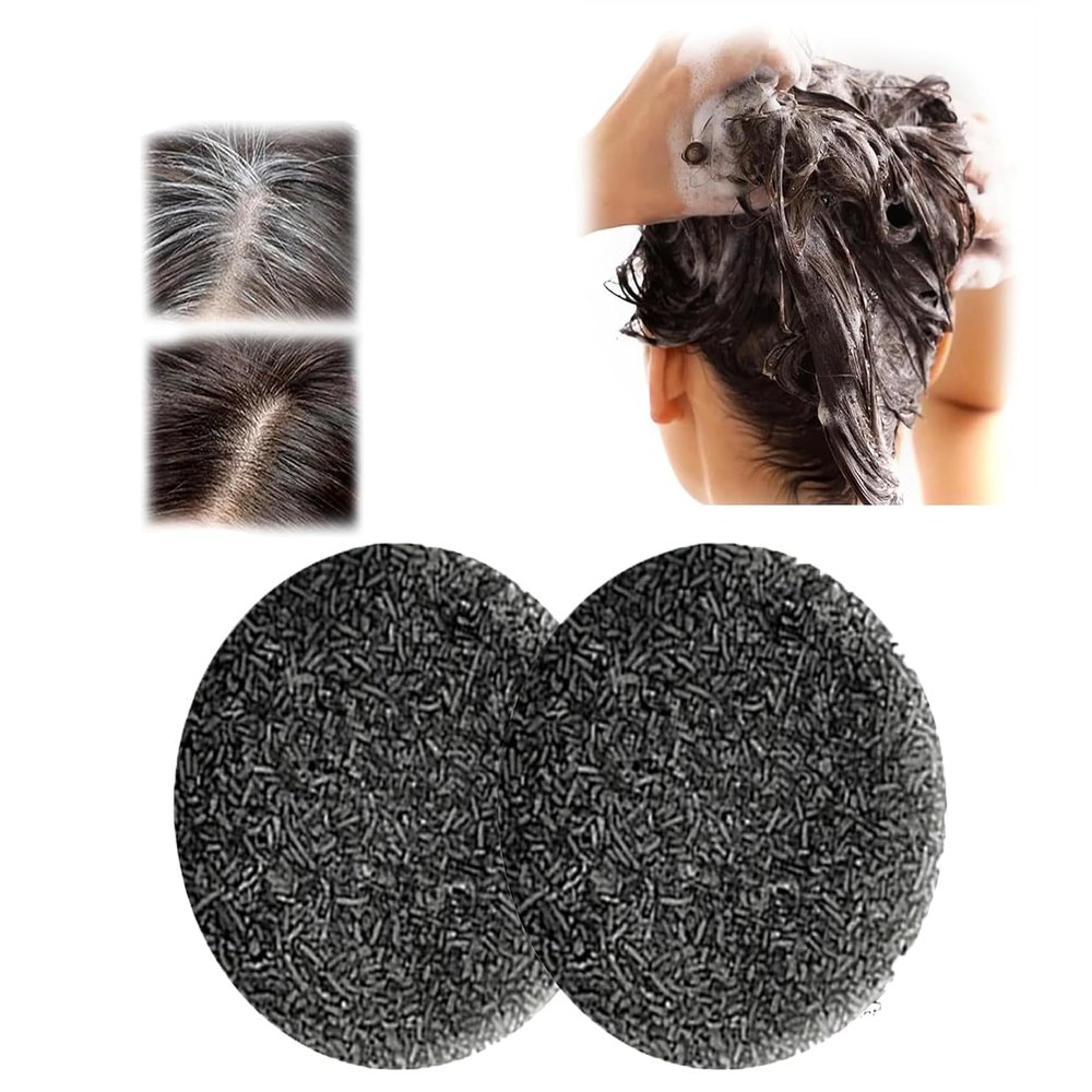 Full Gray Coverage, Natural Black & Beard Dye - Easy Application for Gray Hair with Sesame, Charcoal and Ginseng Extract for Silky Smooth Hair and Natural Shine - 2 pcs
