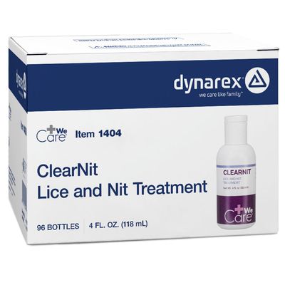 Dynarex WeCare ClearNit Lice & Nit Treatment - Single-Use Head Lice Treatment, Hypoallergenic, for Home & Professional Use - 4 oz. Bottles, 96 per Case
