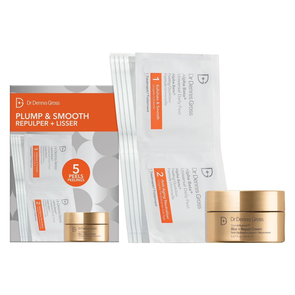 Dr Dennis Gross Plump & Smooth Limited Edition Kit DermInfusions Blur + Repair Cream (0.67 oz) + 5 Alpha Beta Universal Daily Peels | $50 Value