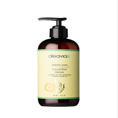 Aleavia Cucumber Melon Prebiotic Body Lotion  Lightly Scented, All-Natural Moisturizing Body Lotion with Organic Essential Oils  12 Oz