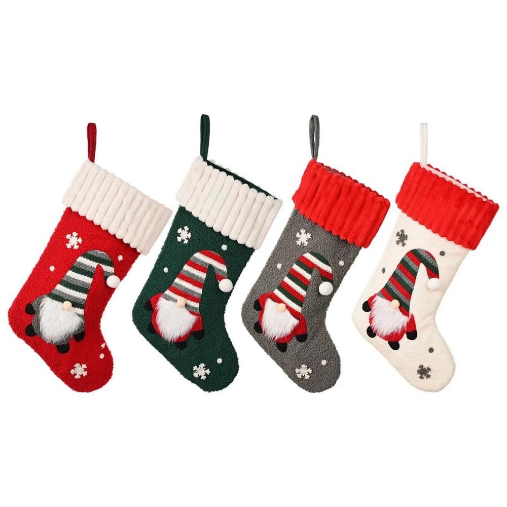 APXXAIBO Cartoon Pattern Socks Decorations Christmas Tree Knitted Ornaments Faceless Old Man Candy Gift Bag (3 Pieces)