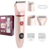 3 in 1 Electric Body Hair Trimmer for Men, 2025new Unisex Body hairTrimmer, IPX6 Waterproof Wet/Dry Groomer with Ceramic Blades, LED Display, for Groin, Face, Beard, Nose (Pink) view 1