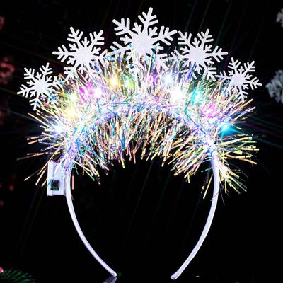 Uranian Light Up Christmas Headbands LED Snowflake Hairbands Glitter Snowflake Halo Crown Glow Festival Hair Accessories for Women
