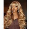 13x4 Invisible Lace Wig150% Density Human Hair - Light Brown Blonde Balayage with Pre-cut Bangs (Glueless) (24inches) view 2