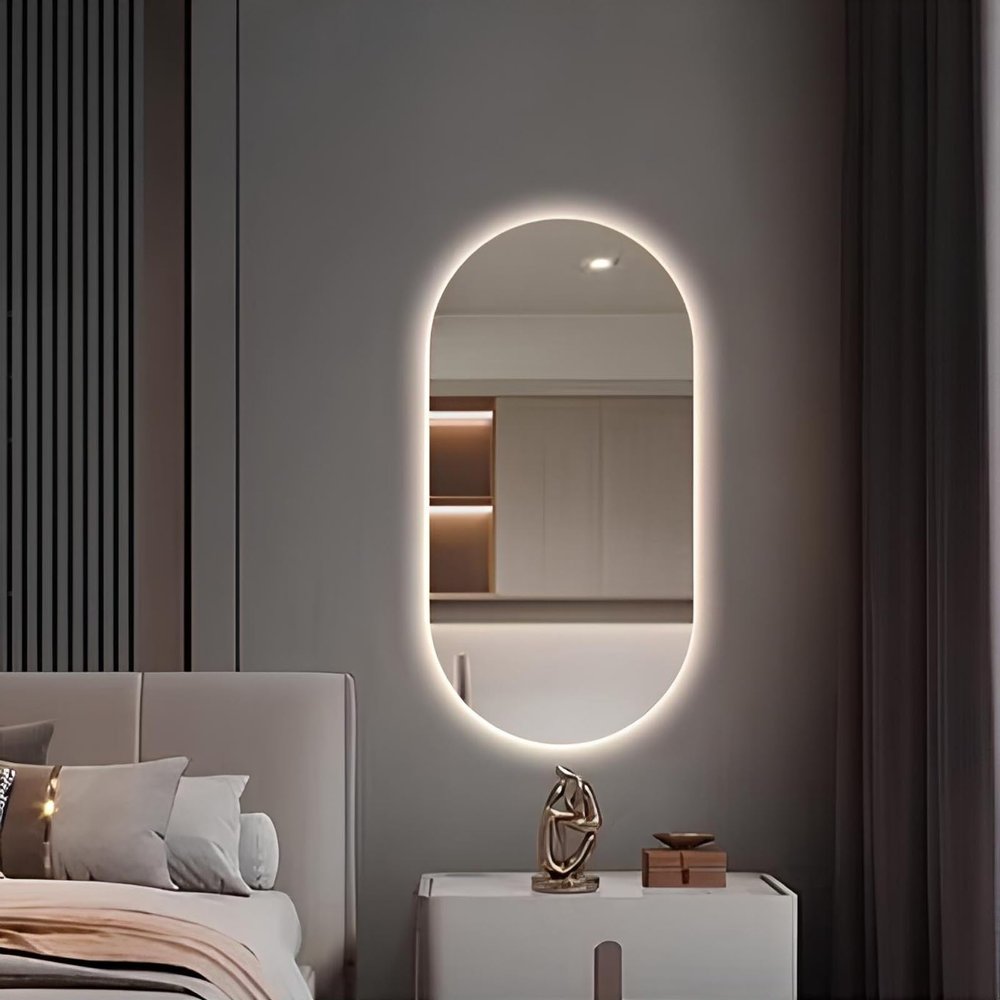 24V Full-Power Bathroom Vanity Mirror with Lights for Wall - Frameless Fogless Pill-Shaped Lighted Glass Mirror for Makeup and Shaving(Vertical,70x90cm)