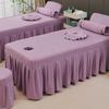 Purple,80 * 190cm(S),LDLCYCN Solid Color Massage Table Bed Skirt with Face Hole Spa Bed Cover with Skirt All-Round Wrap Massage Bed Cover Beauty Salon Massage Table Fitted Sheet Square Round Head view 1