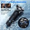 Black Electric Razor for Men with 3-Blade Rotary System, Touch Switch, LED Display, Travel Lock view 2