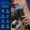 Black Electric Razor for Men with 3-Blade Rotary System, Touch Switch, LED Display, Travel Lock view 3