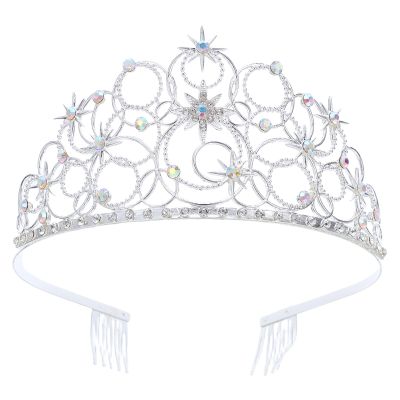 DECHOUS Rhinestones Princess Tiaras: Women Sparkling Crown With Combs - Zinc Alloy Wedding Bridal Hair Accessories For Birthdays & Performances