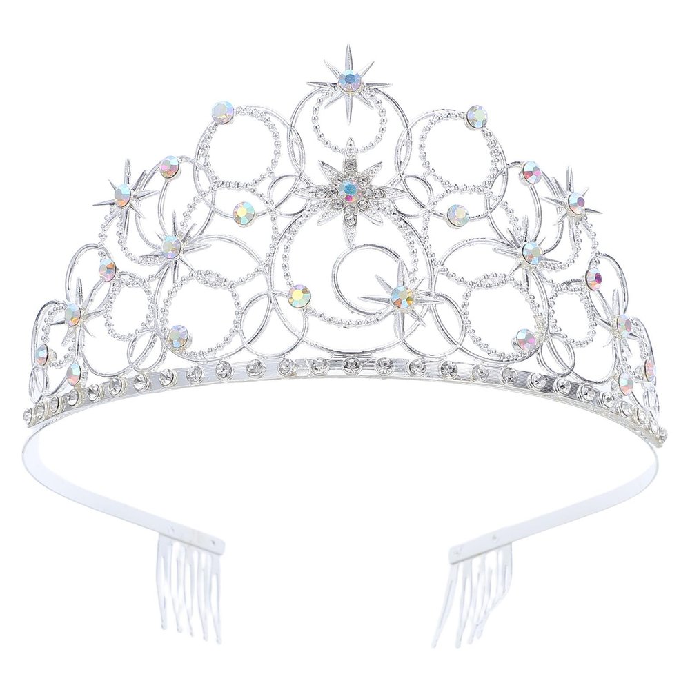 DECHOUS Rhinestones Princess Tiaras: Women Sparkling Crown With Combs - Zinc Alloy Wedding Bridal Hair Accessories For Birthdays & Performances