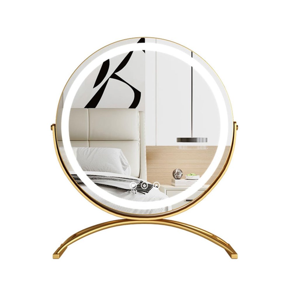 360Rotation Makeup Mirror, HD Vanity Mirror with Lights, Smart Touch Control, 3 Colors Dimmable, Metal e(50 * 57CM/19.7 * 22.4IN) (d 14.2" L x 11.8" W)