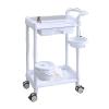 2 Tier Beauty Tool Trolley,Mobile Clinic Storage Cart,with Drawer and Liftable Trash Can, for Clinic Salon Office(White) view 1