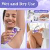 4 in 1 Electric Shaver for Women with Facial Brush, Electric Razor for Legs Underarm Pubic Hair, Bikini Trimmer IPX7 Portable Body Hair Removal, Wet & Dry Use, Rechargeable Grooming Kit, Light Purple view 3